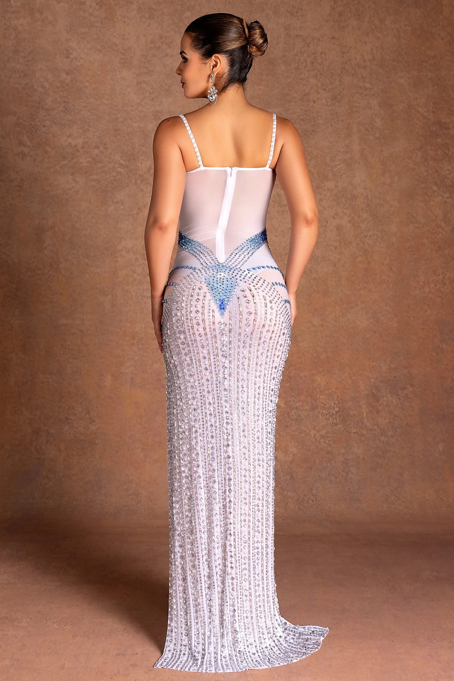 Bankole Strap Crystal High Slit Dress