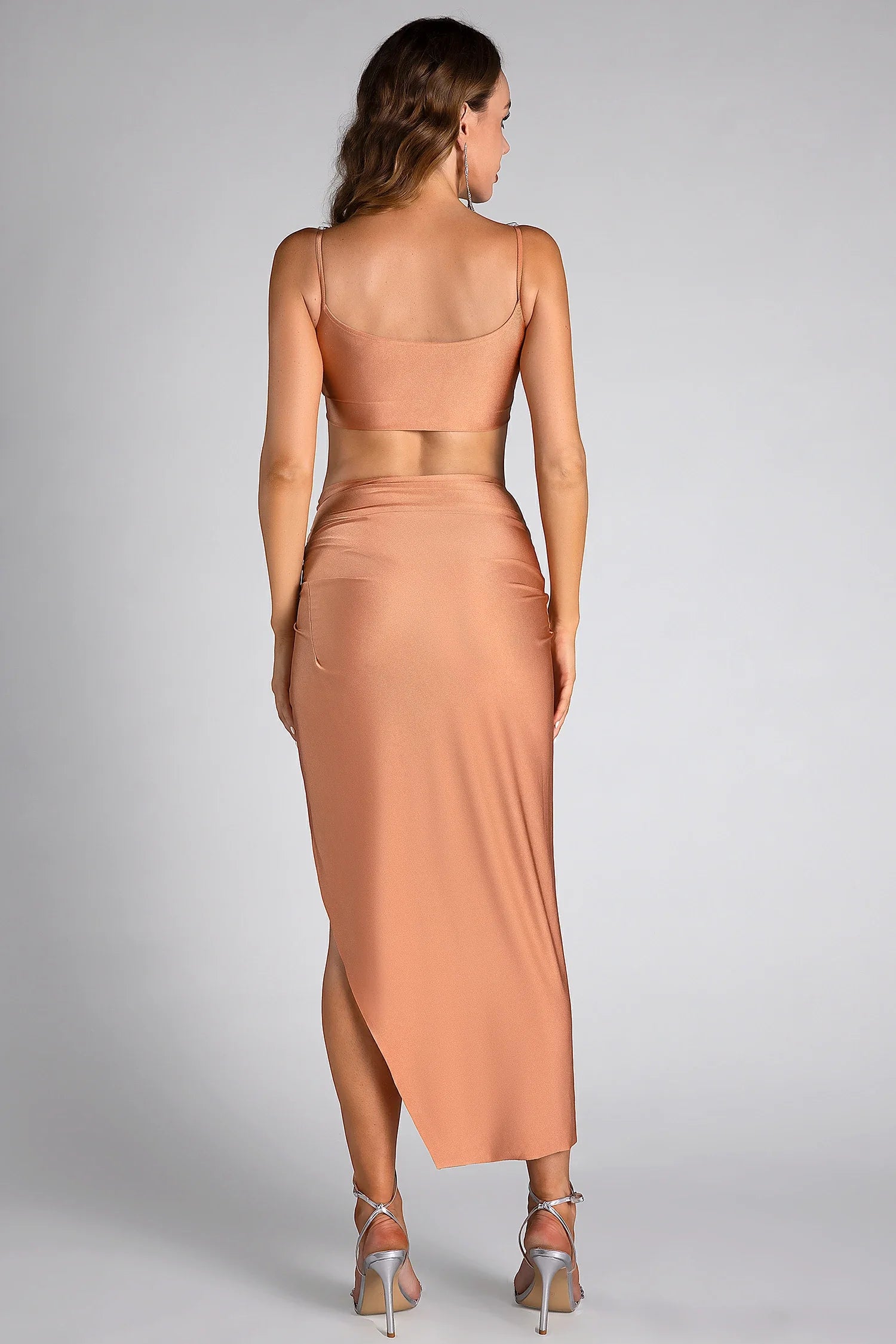 Constantinou High Slit Rhinestone Skirt Set