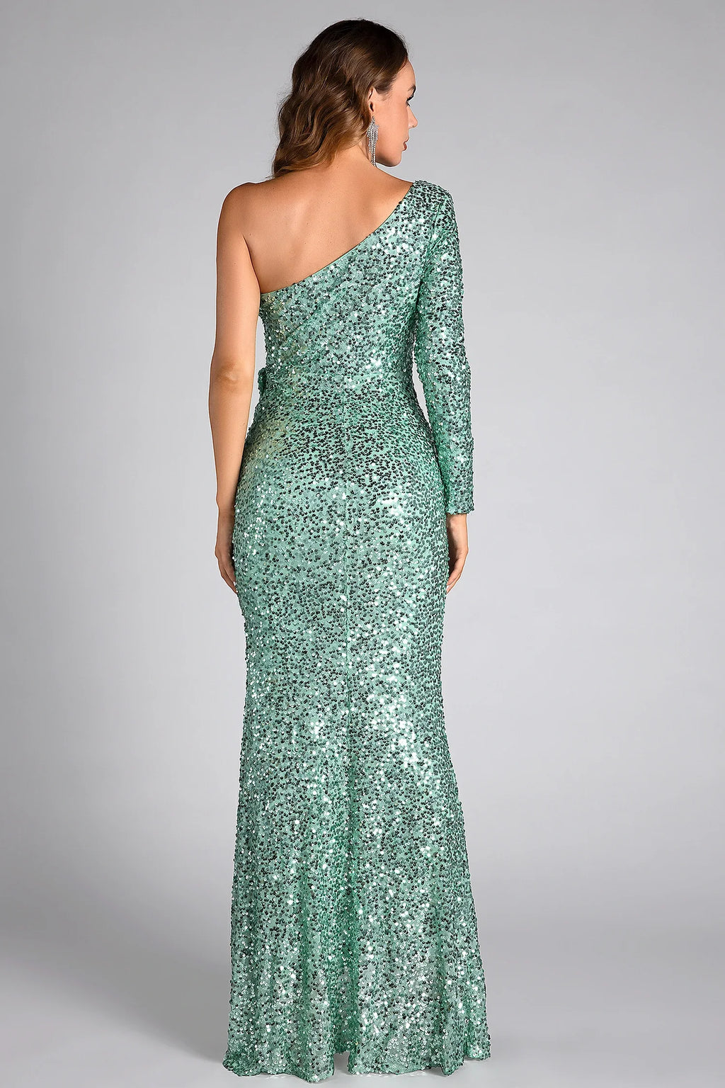 Niki One Shoulder Sequin High Slit Dress