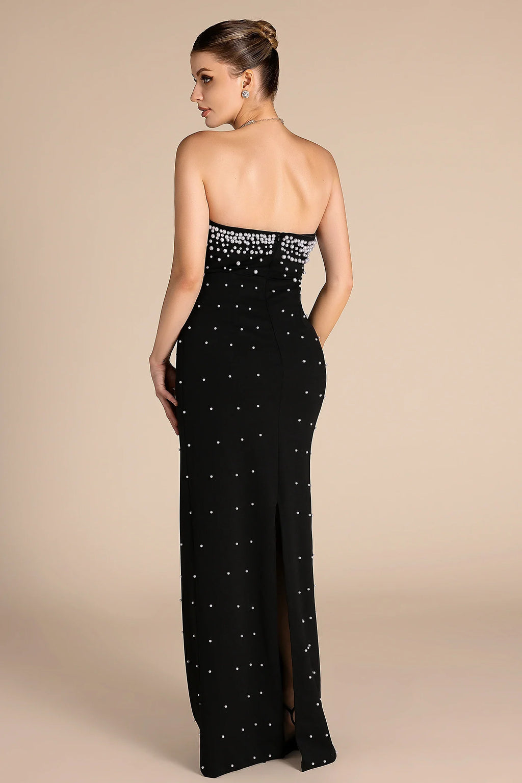 Cheops Off Shoulder Pearl Maxi Dress