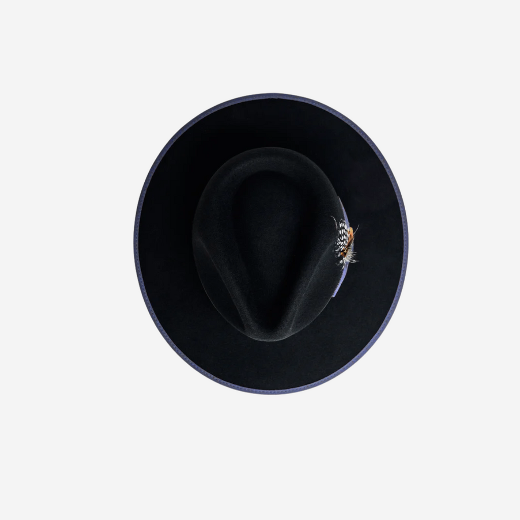 Classic Men's Felt Black Fedora Hat - Black