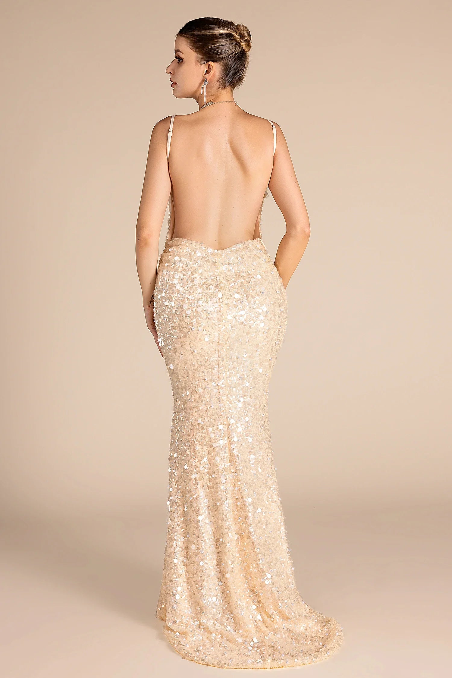 Nitetis Strap Sequin Backless Dress