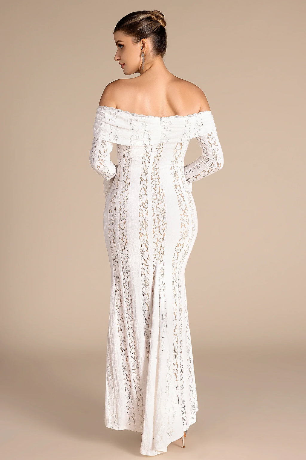 Heqet Strapless Lace Maxi Dress