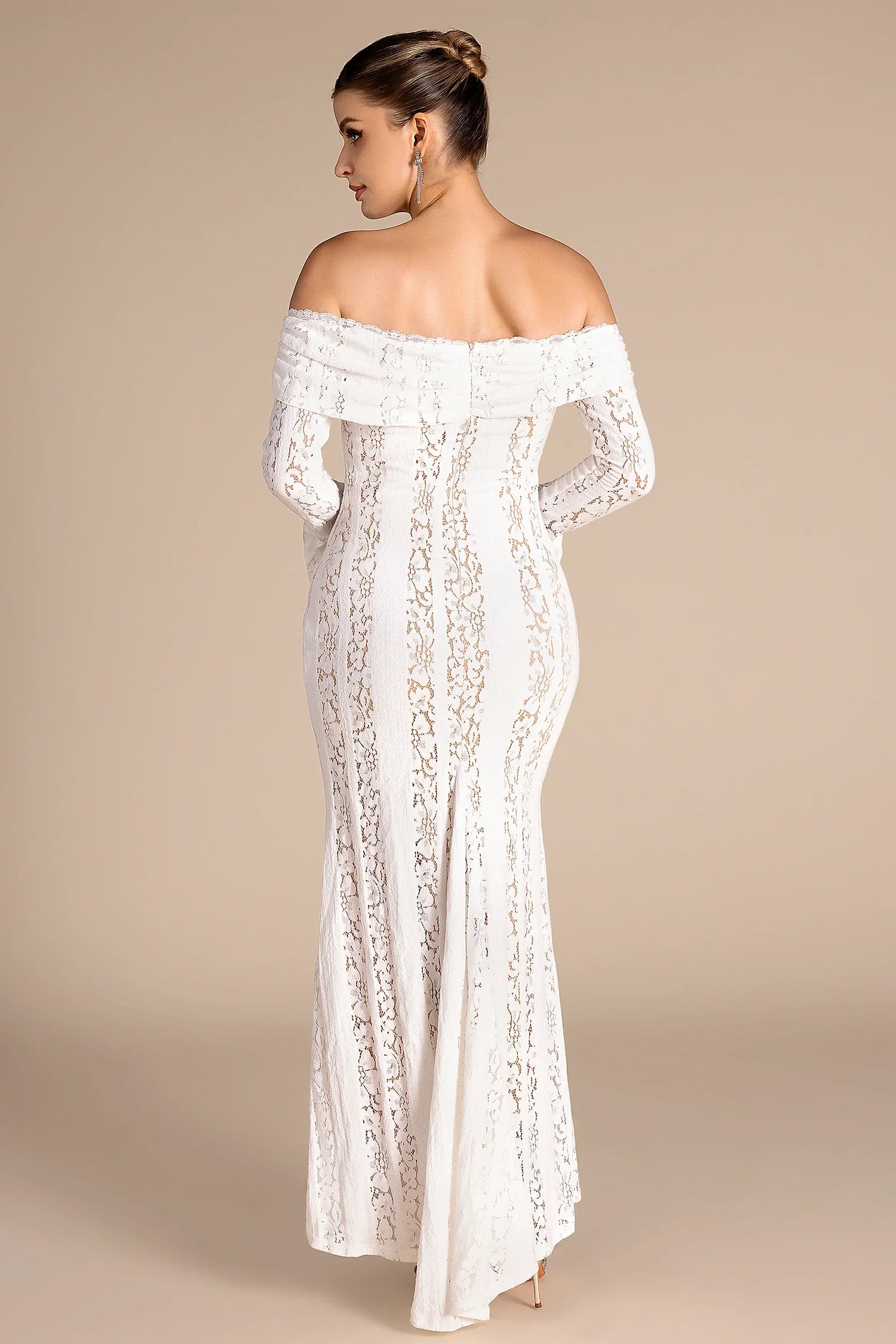 Heqet Strapless Lace Maxi Dress