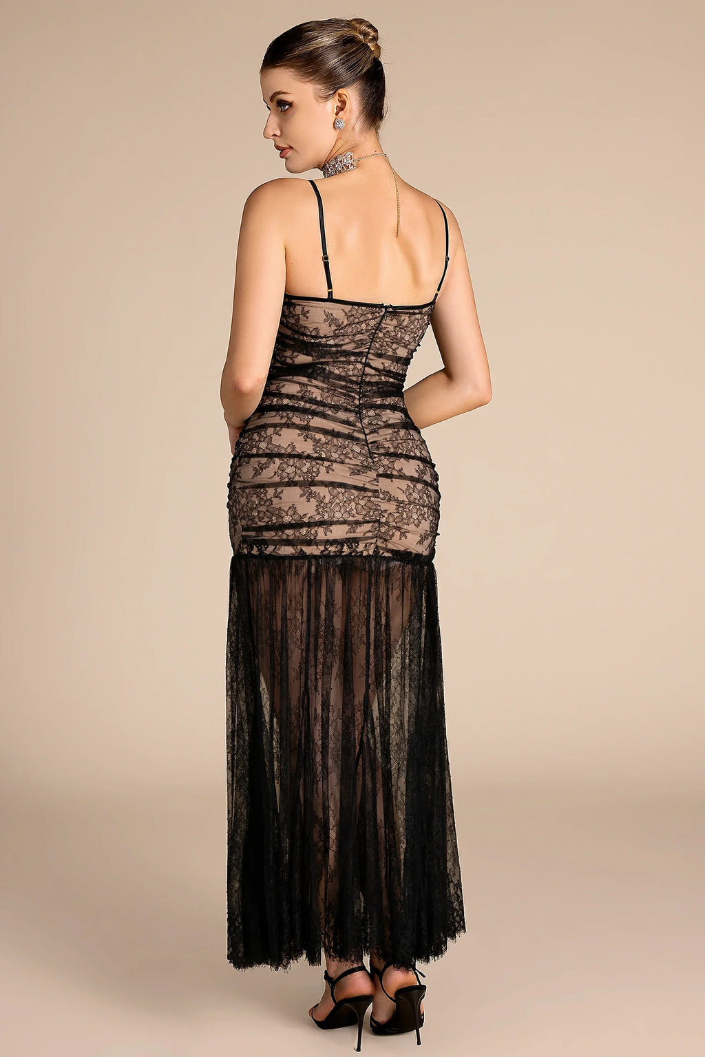 Annoub Strap Lace Pleat Dress