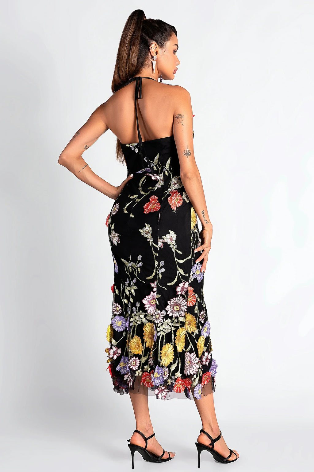 Seth Halter Embroider Floral Dress