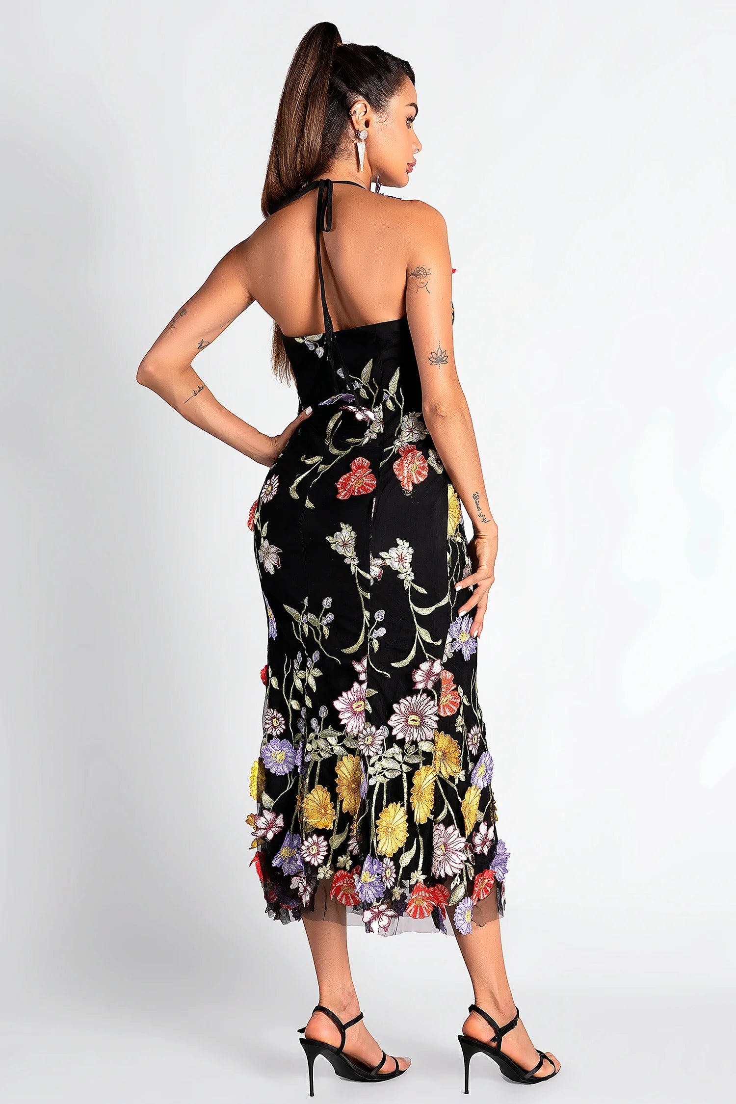 Seth Halter Embroider Floral Dress