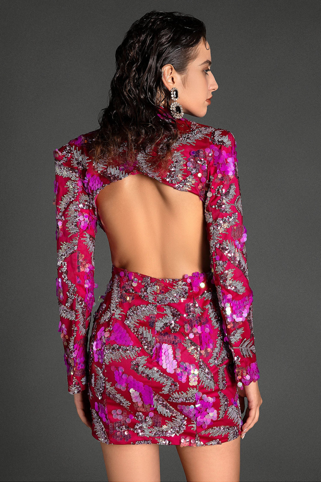 Kaneleli Cutout Sequin Mini Dress