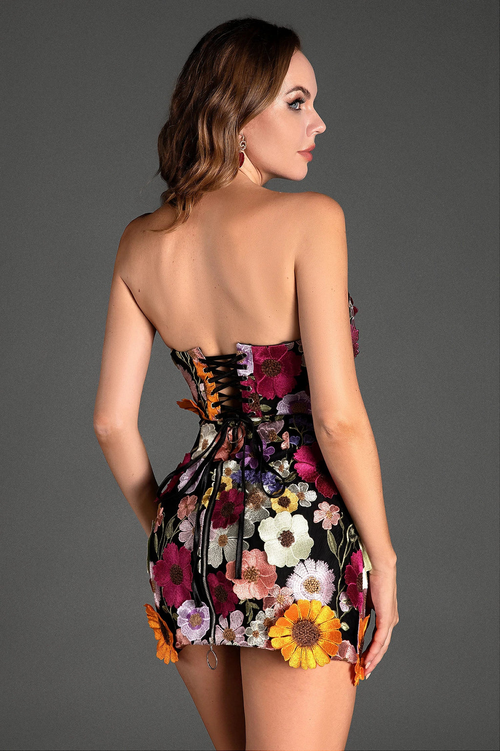 Lavrentis Off Shoulder Embroidered Mini Dress