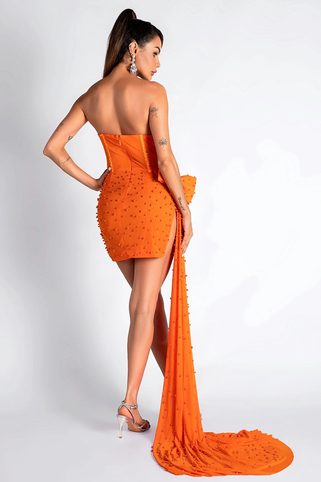 Lilloulis Off Shoulder Sequin Draped Mini Dress