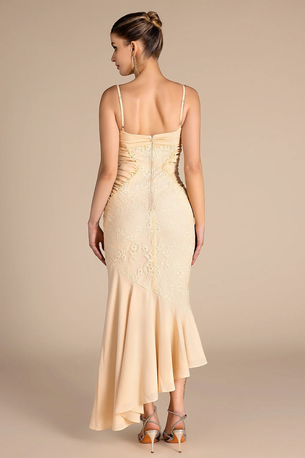 Kake Spaghetti Lace Ruffle Dress