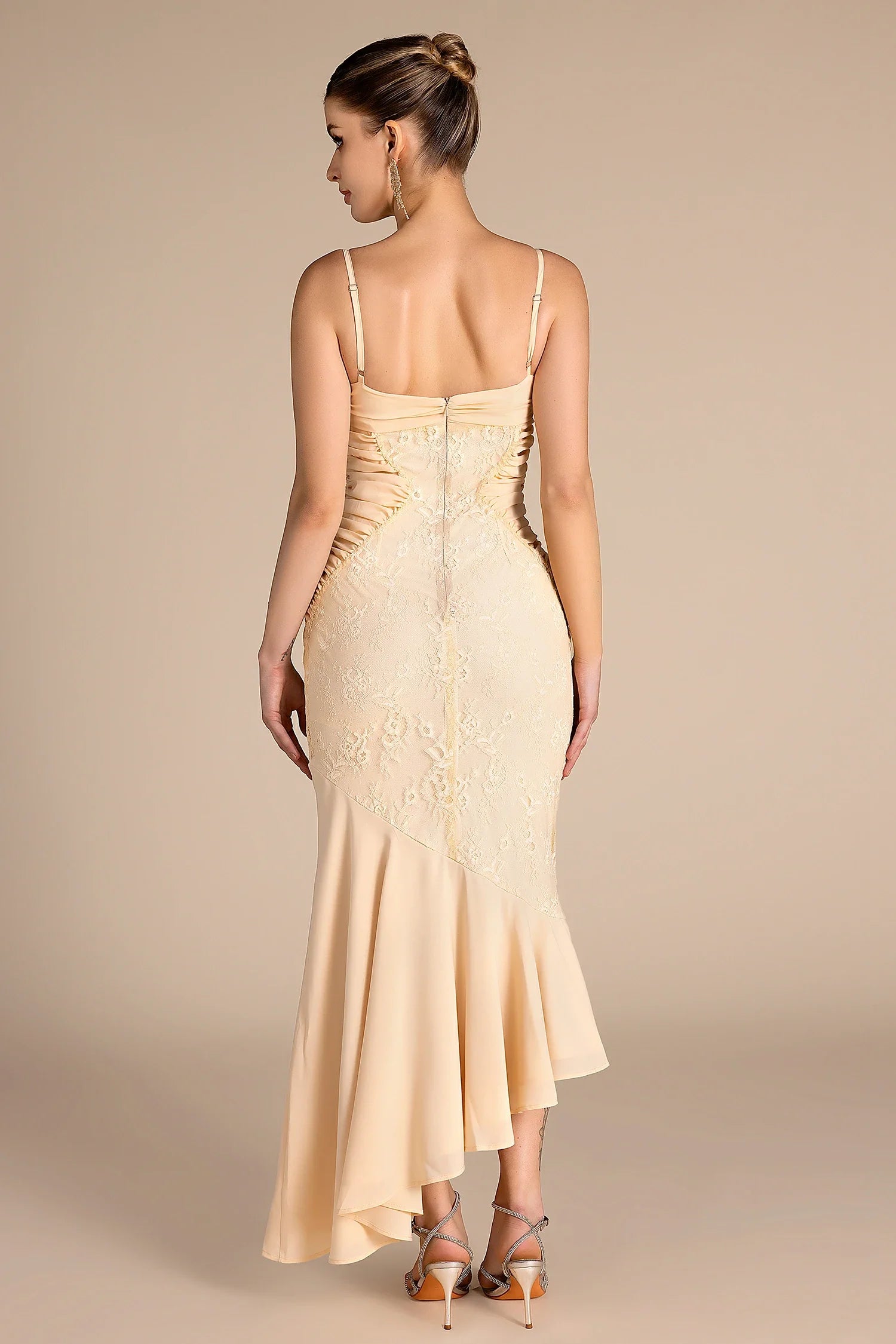 Kake Spaghetti Lace Ruffle Dress