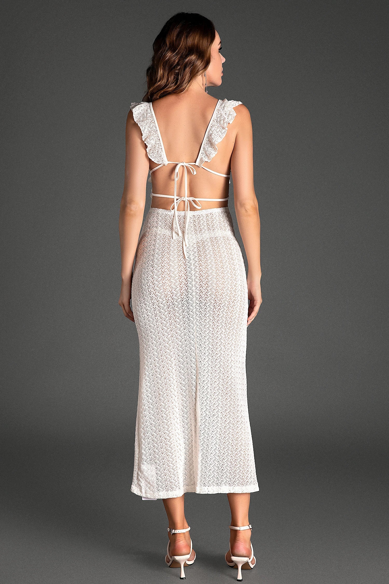Odryn V-Neck Wave Backless Dress