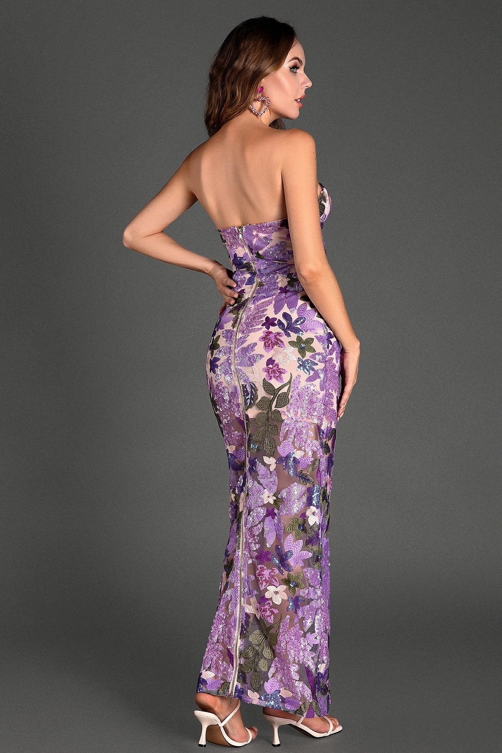 Lenka Floral Sequin Embroidered Maxi Dress