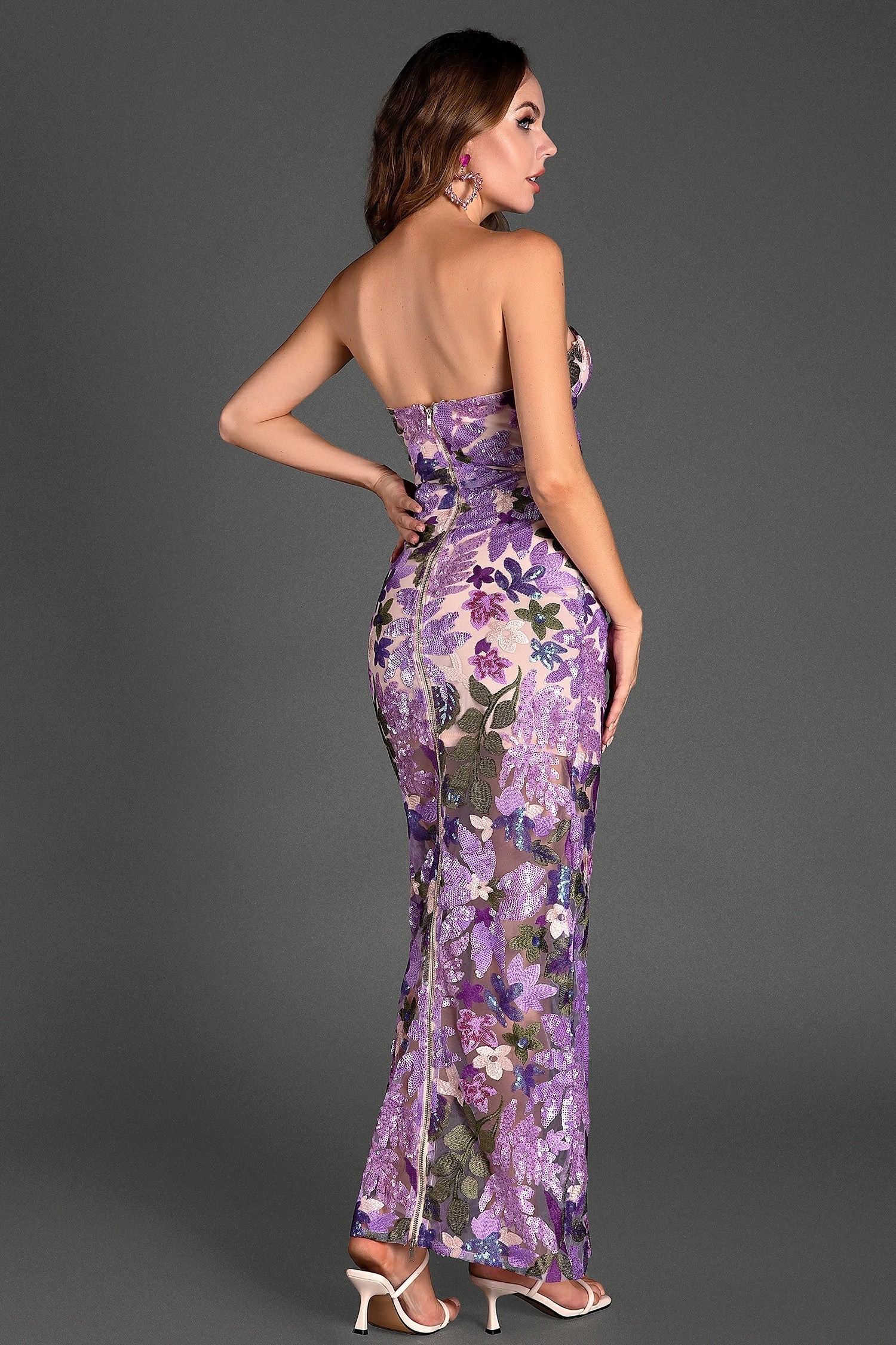 Lenka Floral Sequin Embroidered Maxi Dress