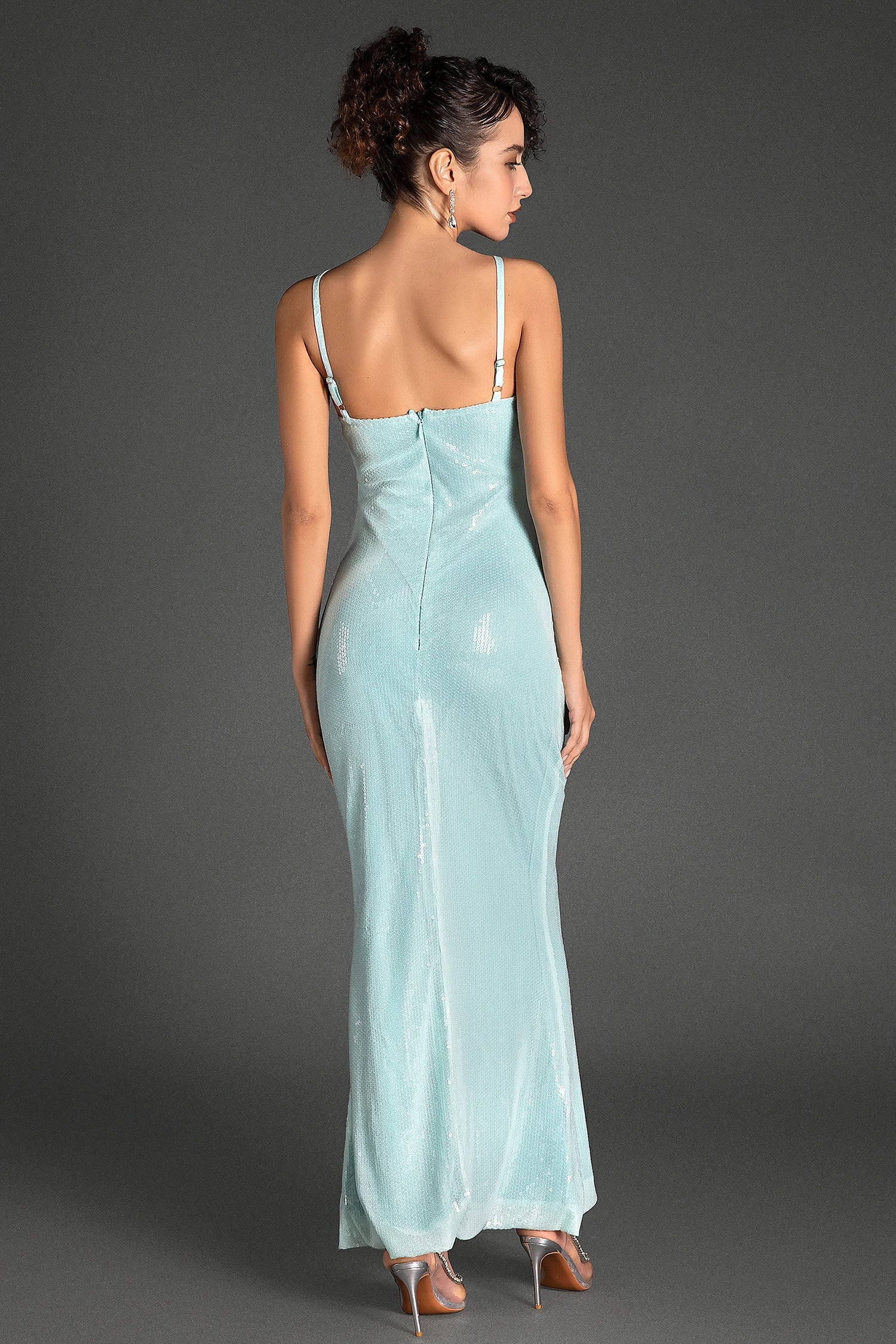 Sophocles Strap Flower Sequin Maxi Dress