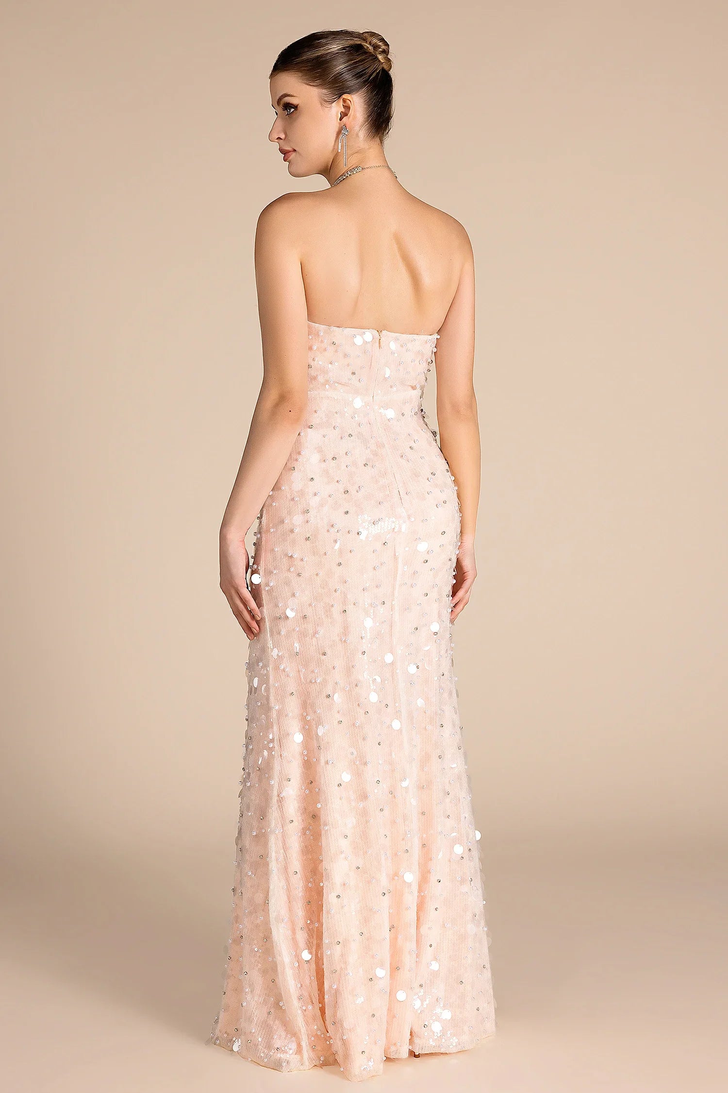 Nishem Off Shoulder Sequin Beaded Dress