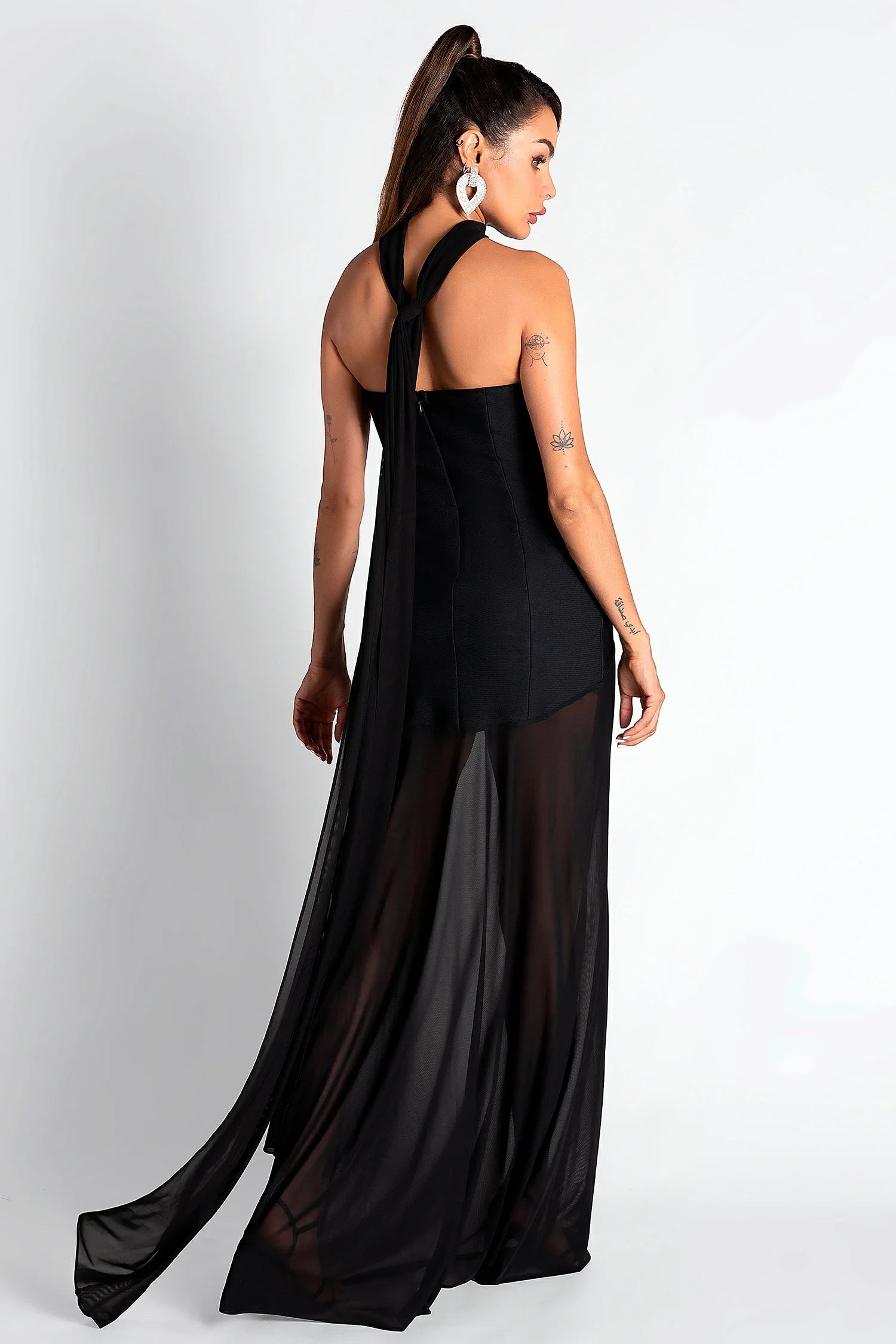 Paki Mesh Draped Bandage Dress