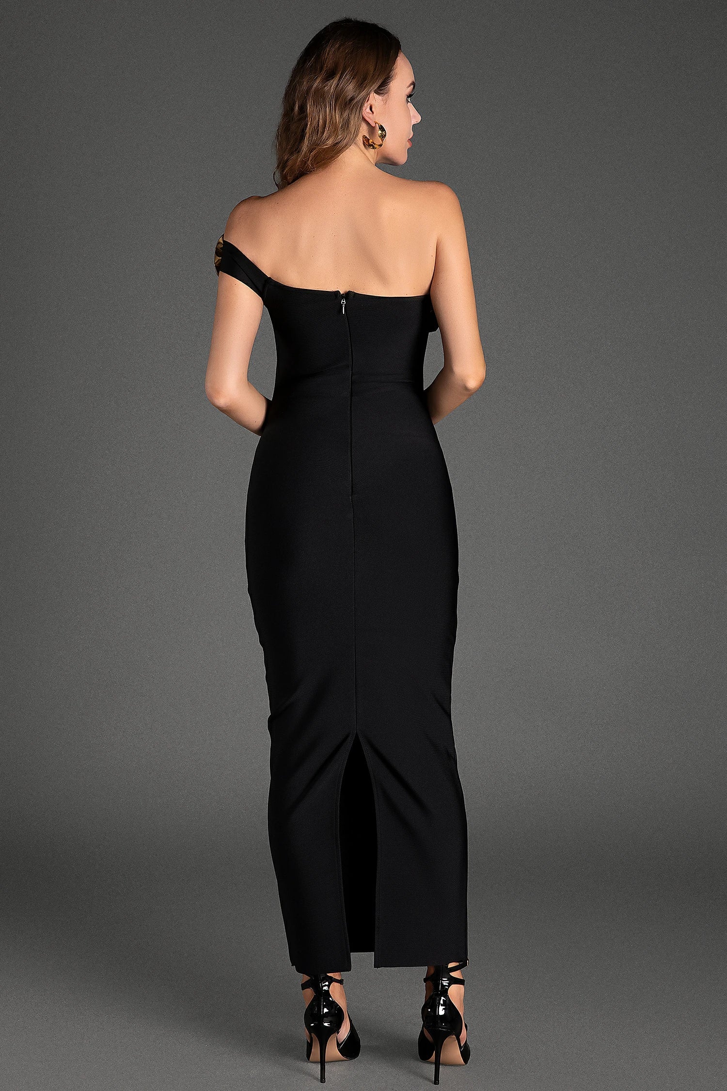 Areti One Shoulder 3D Flower Bandage Dress