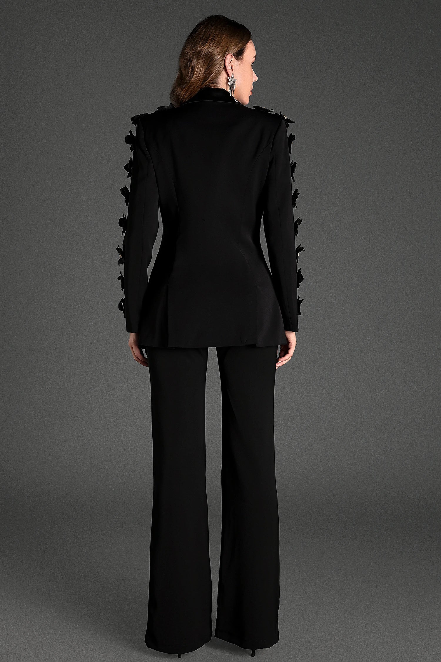 Priscelis 3D Flower Embellished Blazer Set