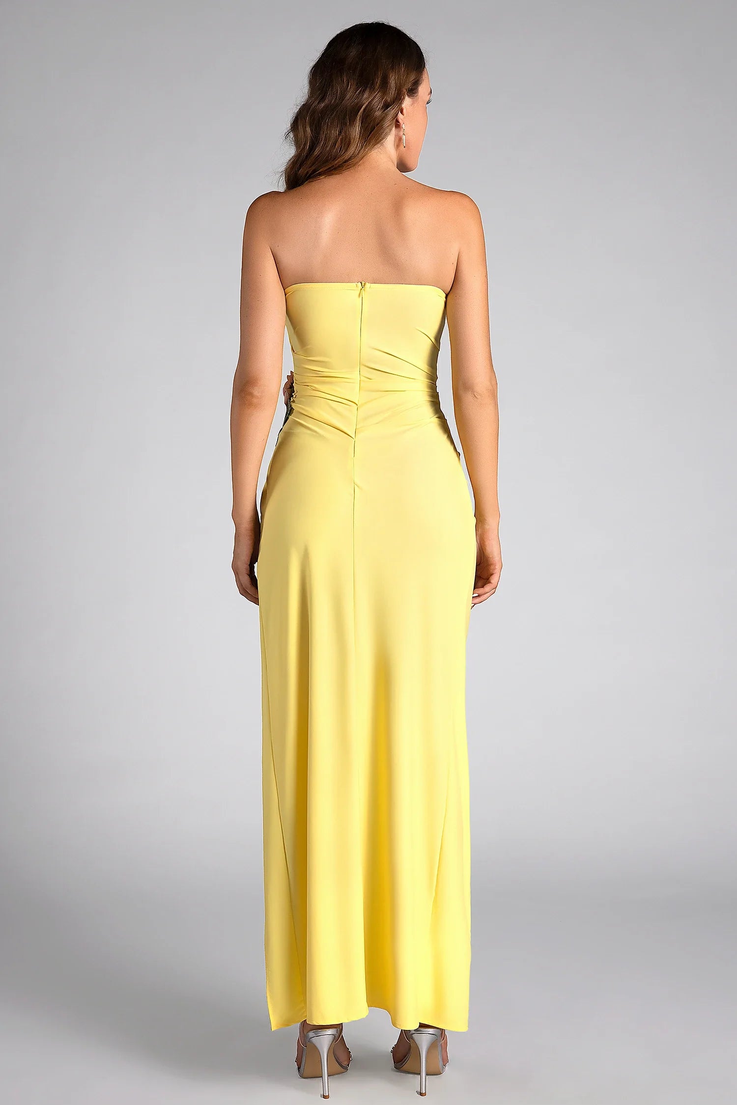 Tatiana Floral High Slit Ruched Dress