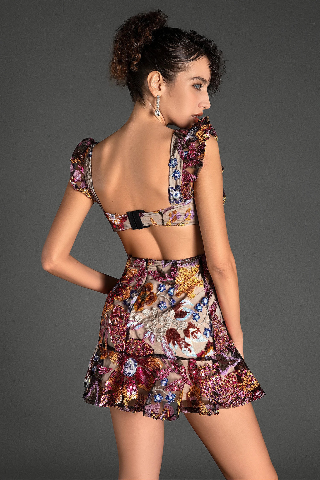 Terzellis Floral Embroidered Sequin Dress