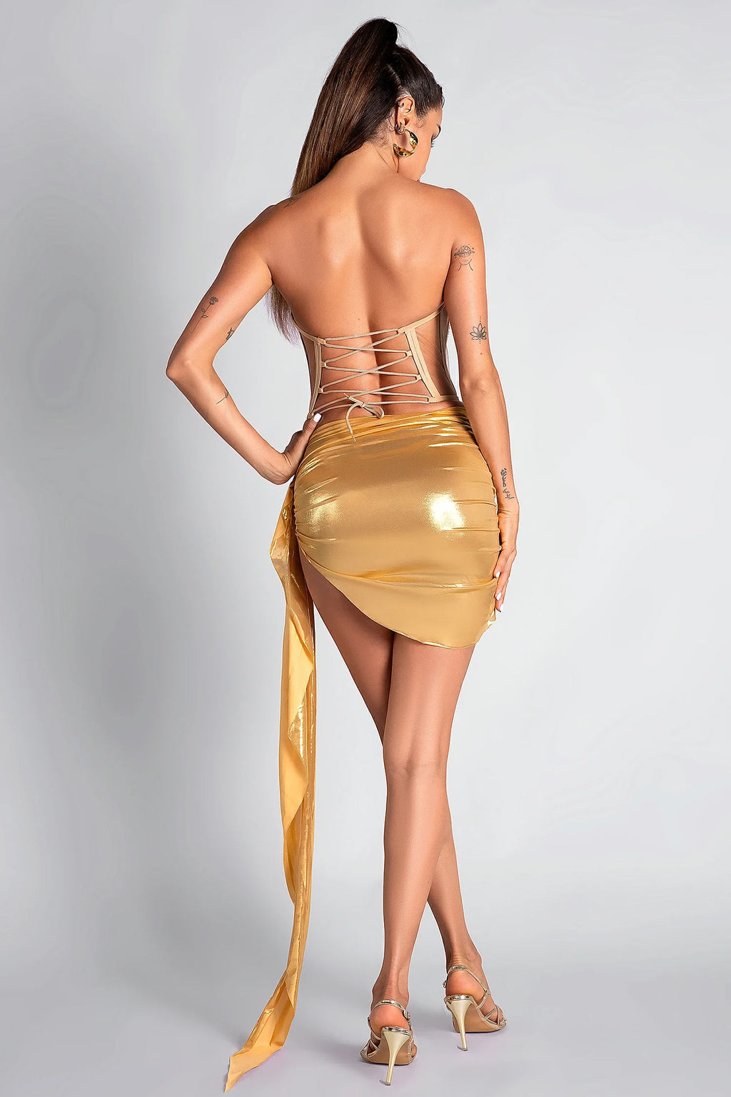 Selene Gold Corset Metallic 2 Piece Set
