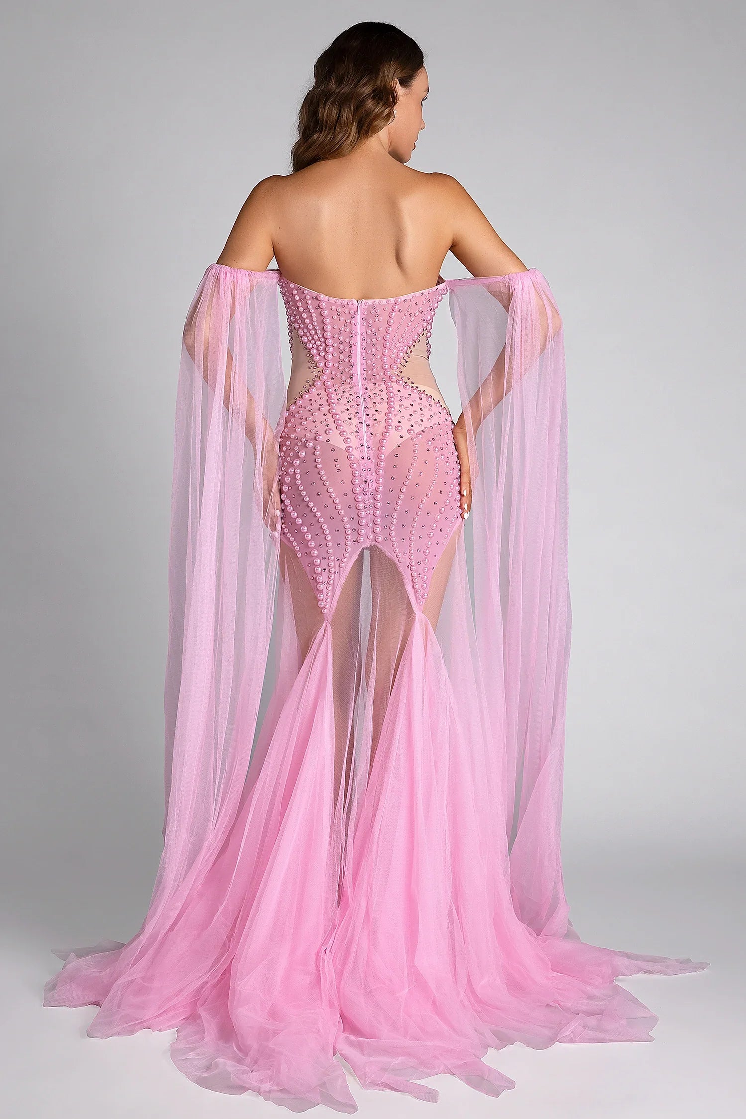 Pre-Sale Koralia Pearl Mesh Sheer Dress