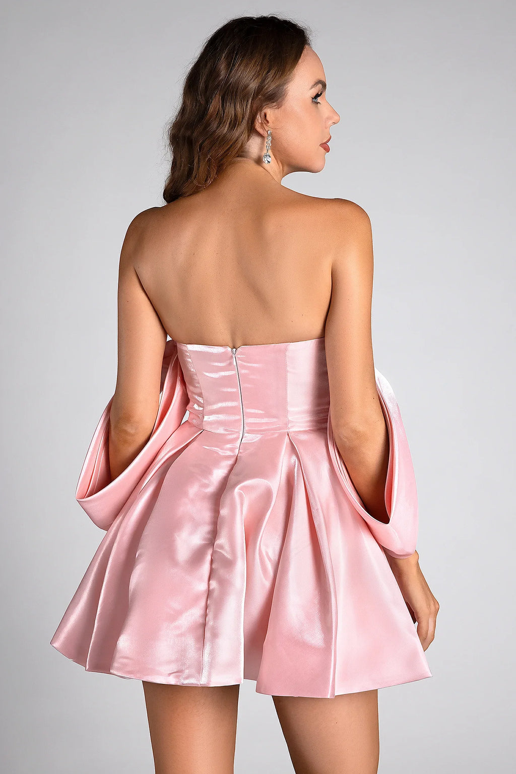 Evelyn Pink Satin Puff Birthday Mini Dress