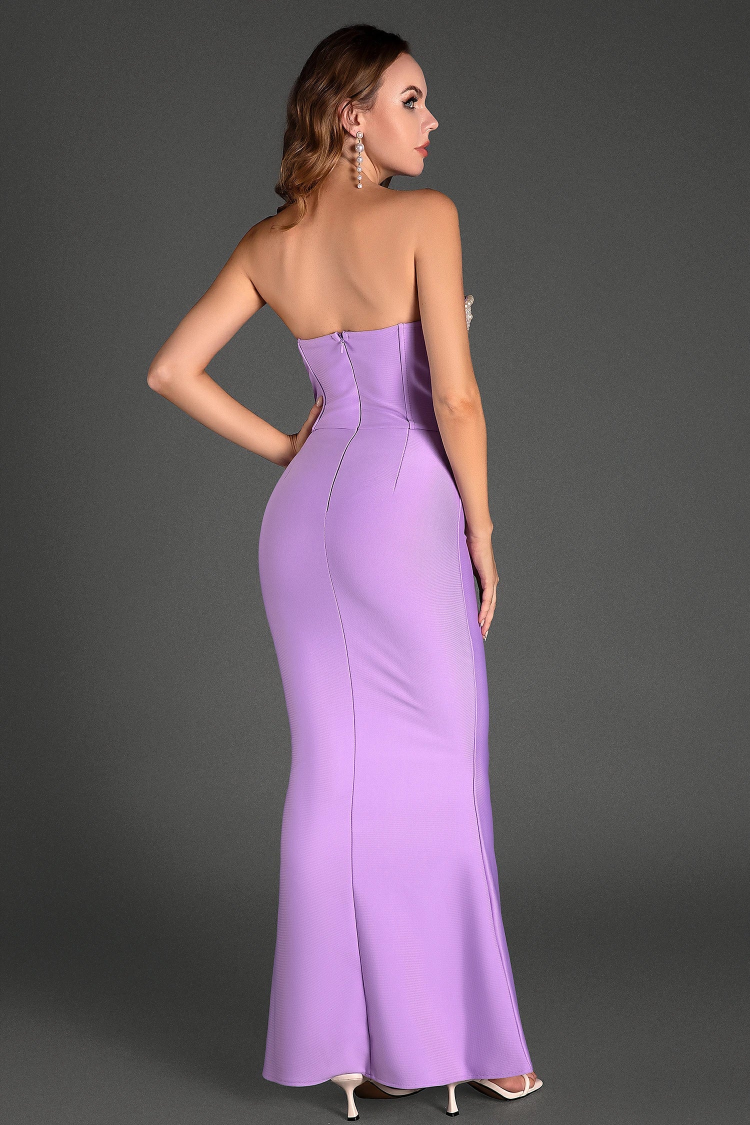 Diamanto Off Shoulder Pearl Mermaid Dress