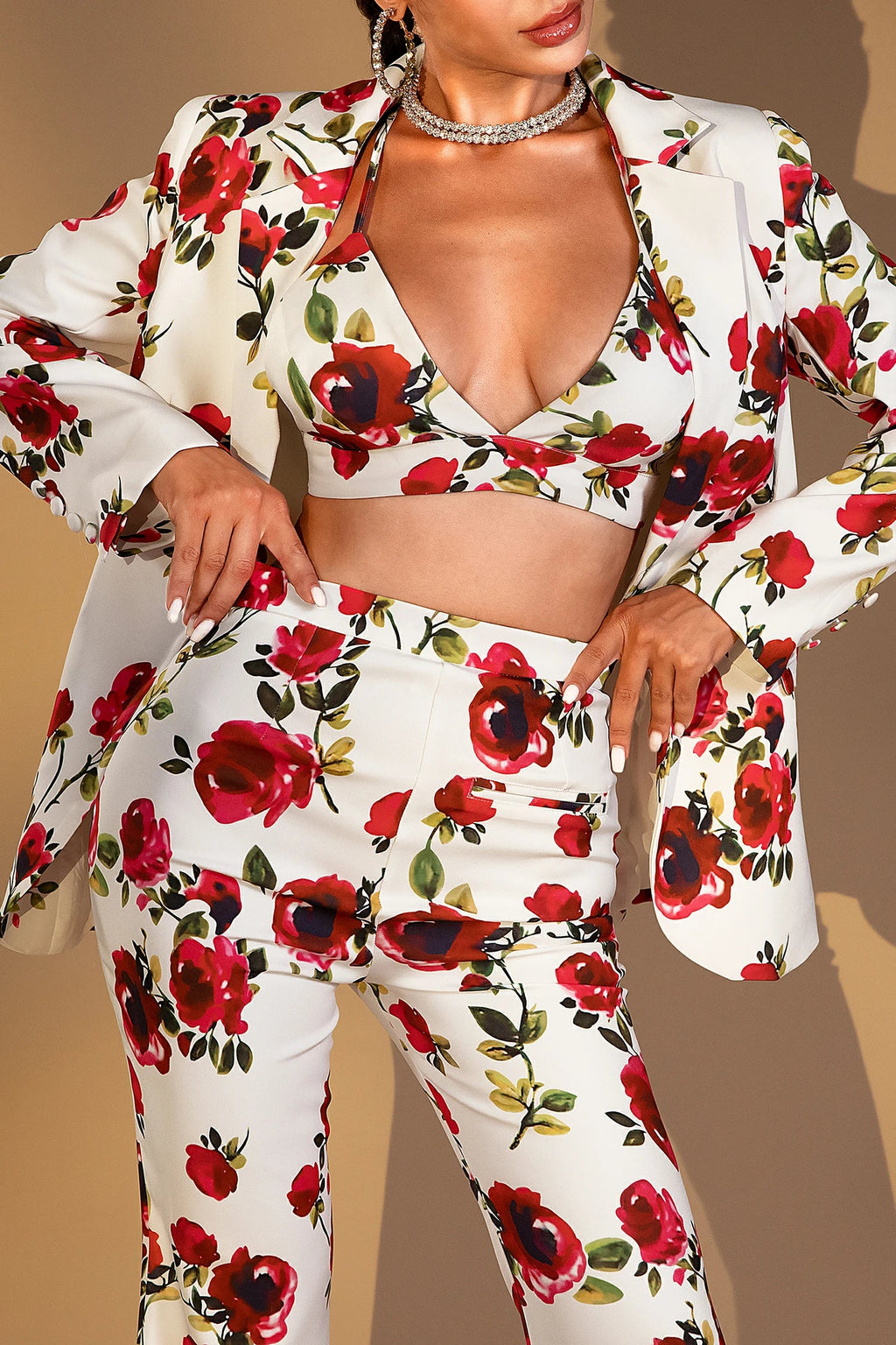 Danaja Floral Pantsuit 3 Piece Ensemble