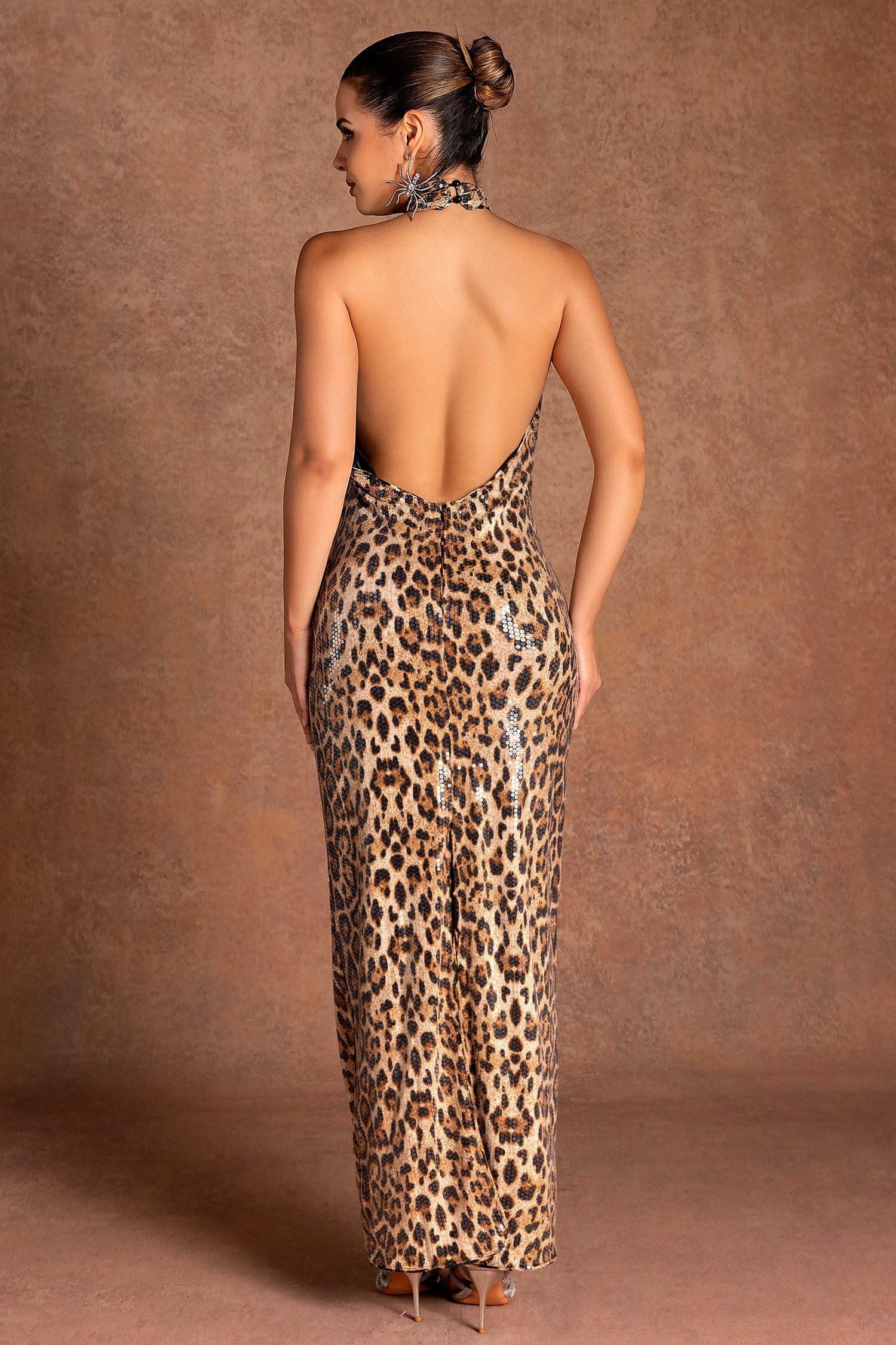 Akila Halter Cutout Leopard Maxi Dress