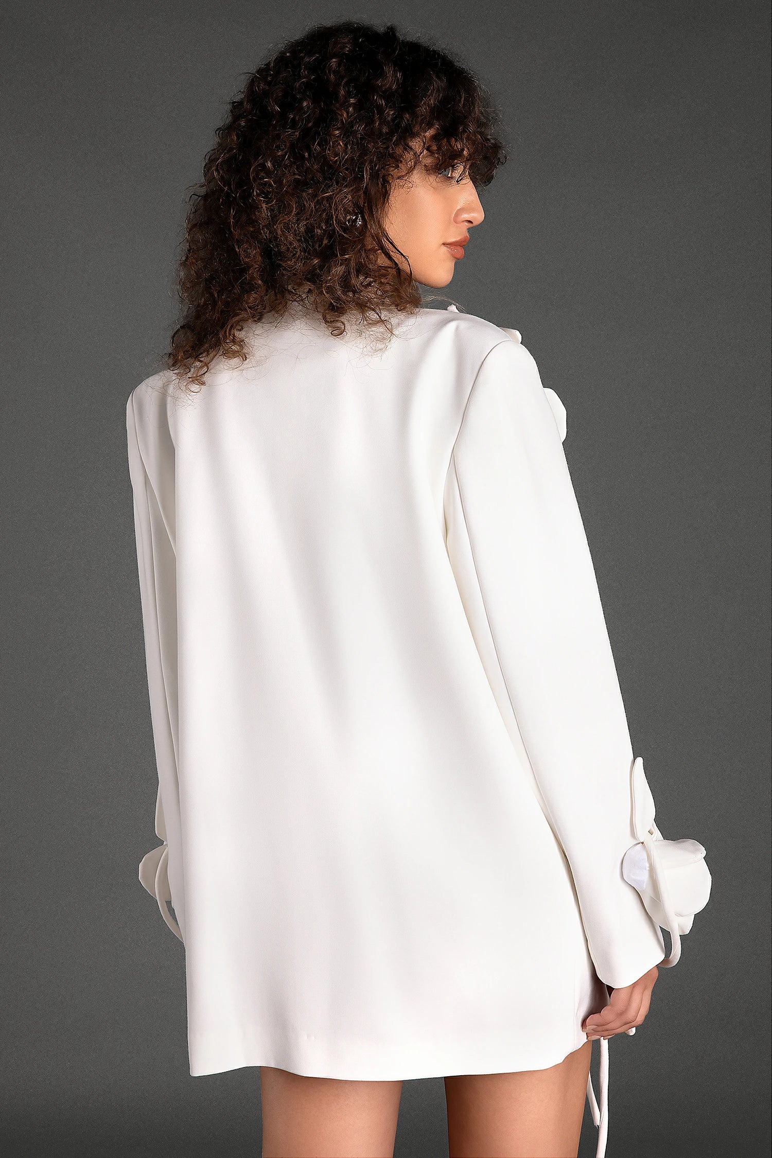 Mustidis Long Sleeve Lapel 3D Flower Blazer