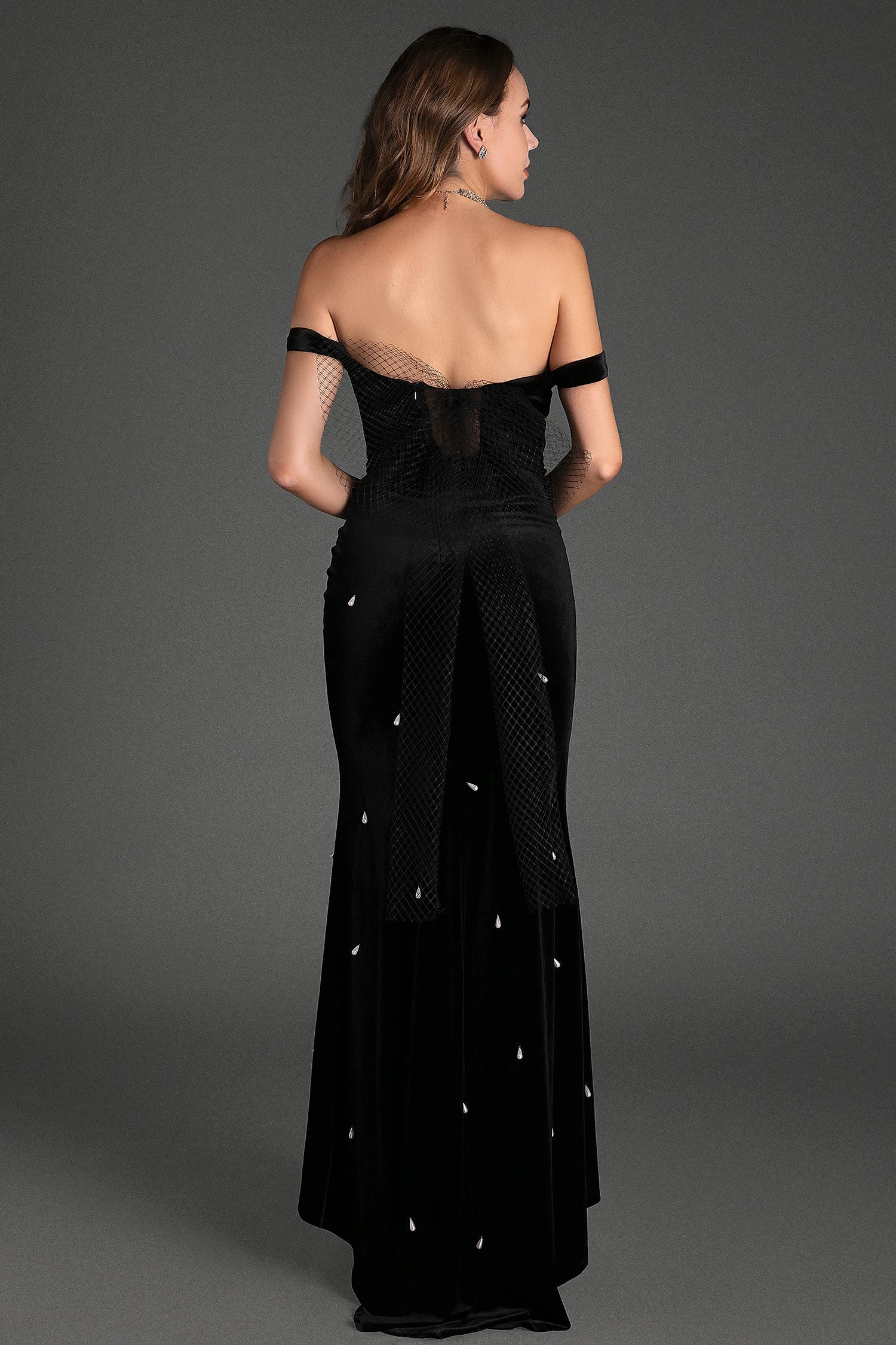 Perrotis Diamond Bow Embellished Mermaid Dress