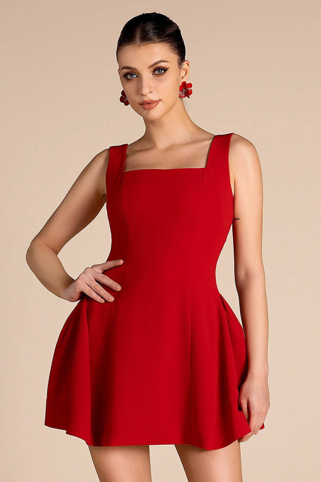 Kemat Square Neck Strap Mini Dress