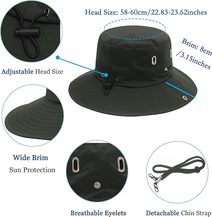 Women Men UPF 50+ Waterproof Wide Brim Fishing Hats