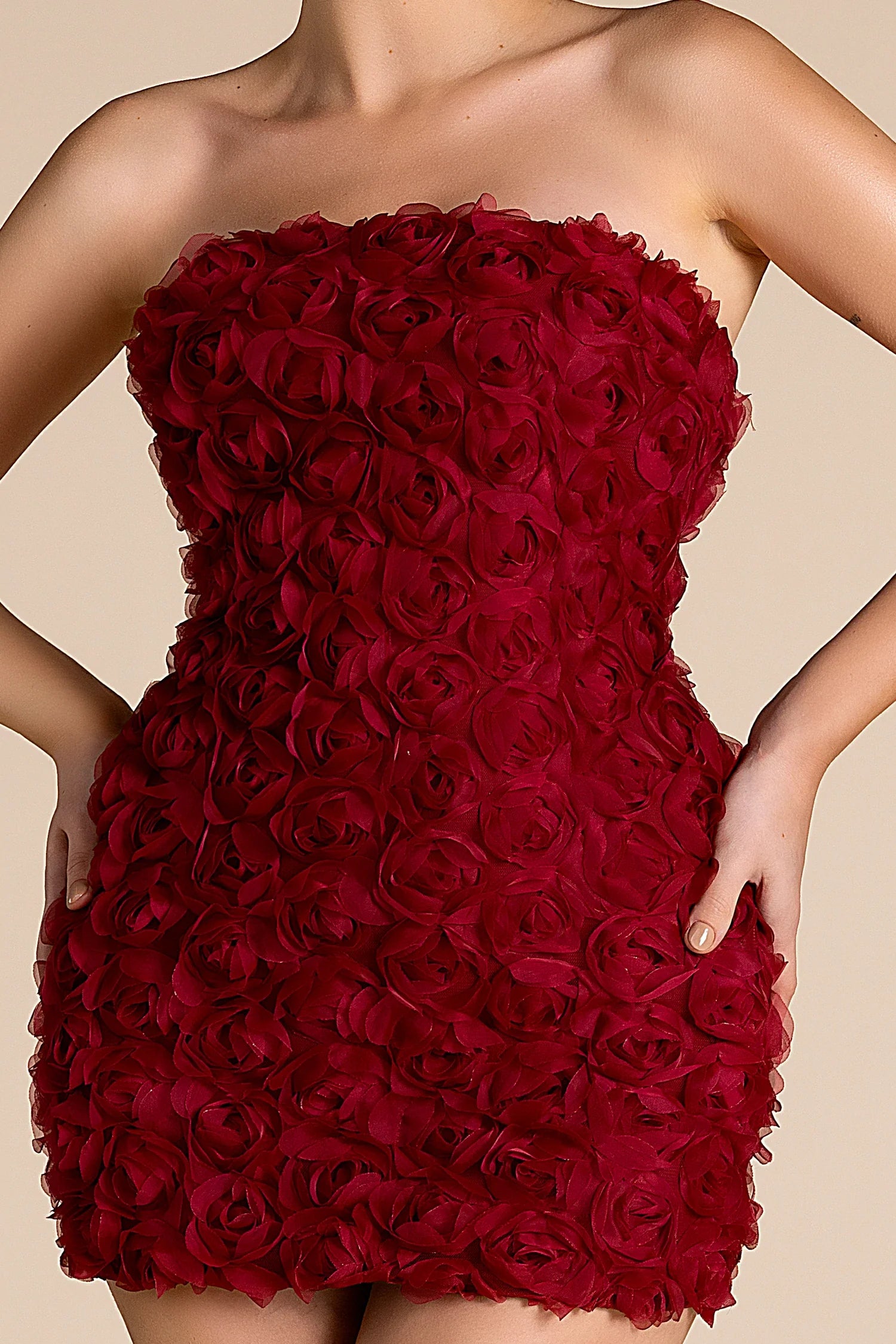 Ritho Strapless Flower Mini Dress