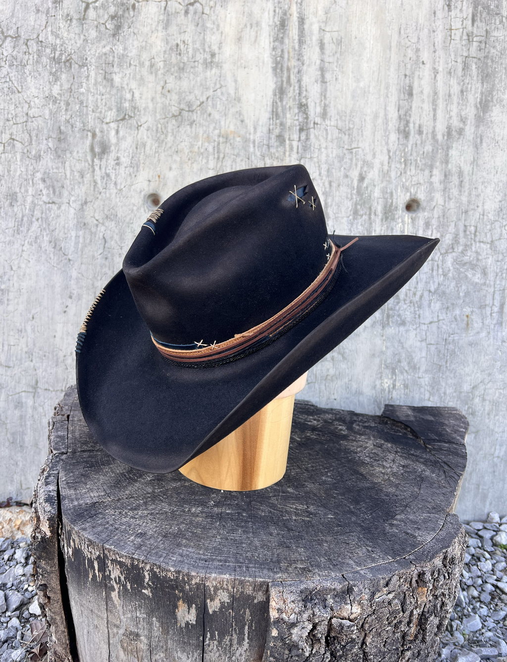 Vintage Black Felt Cowboy Hat