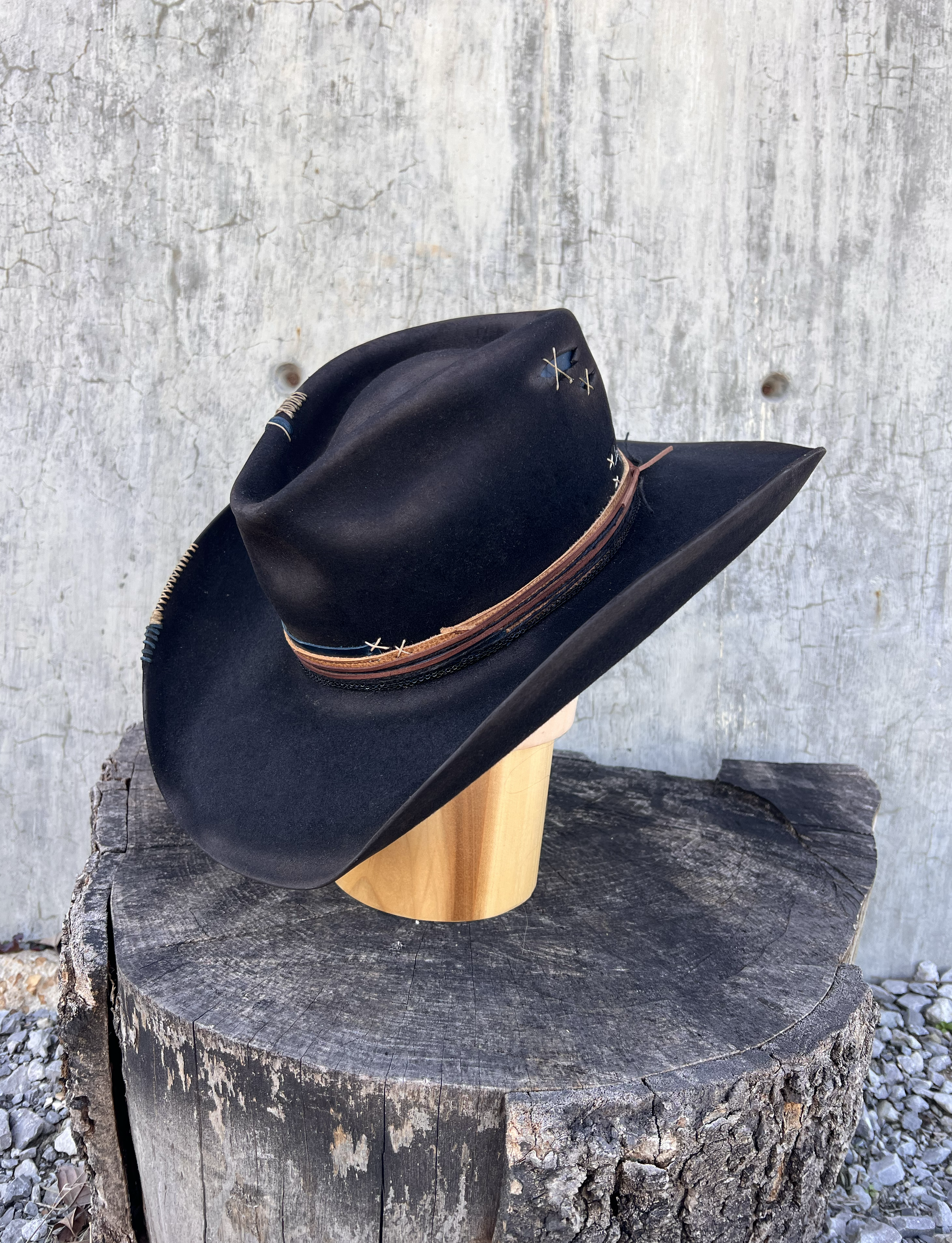 Vintage Black Felt Cowboy Hat