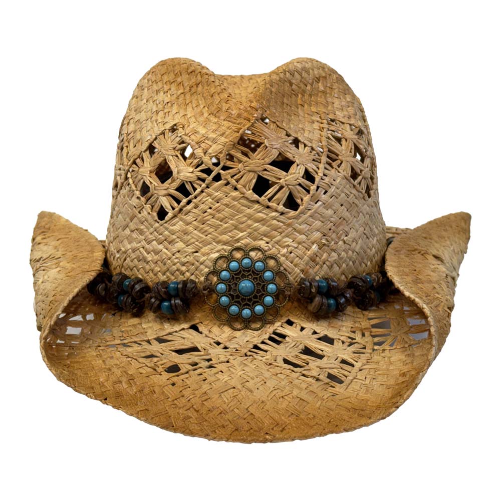 BrimCrown Hats - Tequila Sunrise Raffia Cowboy