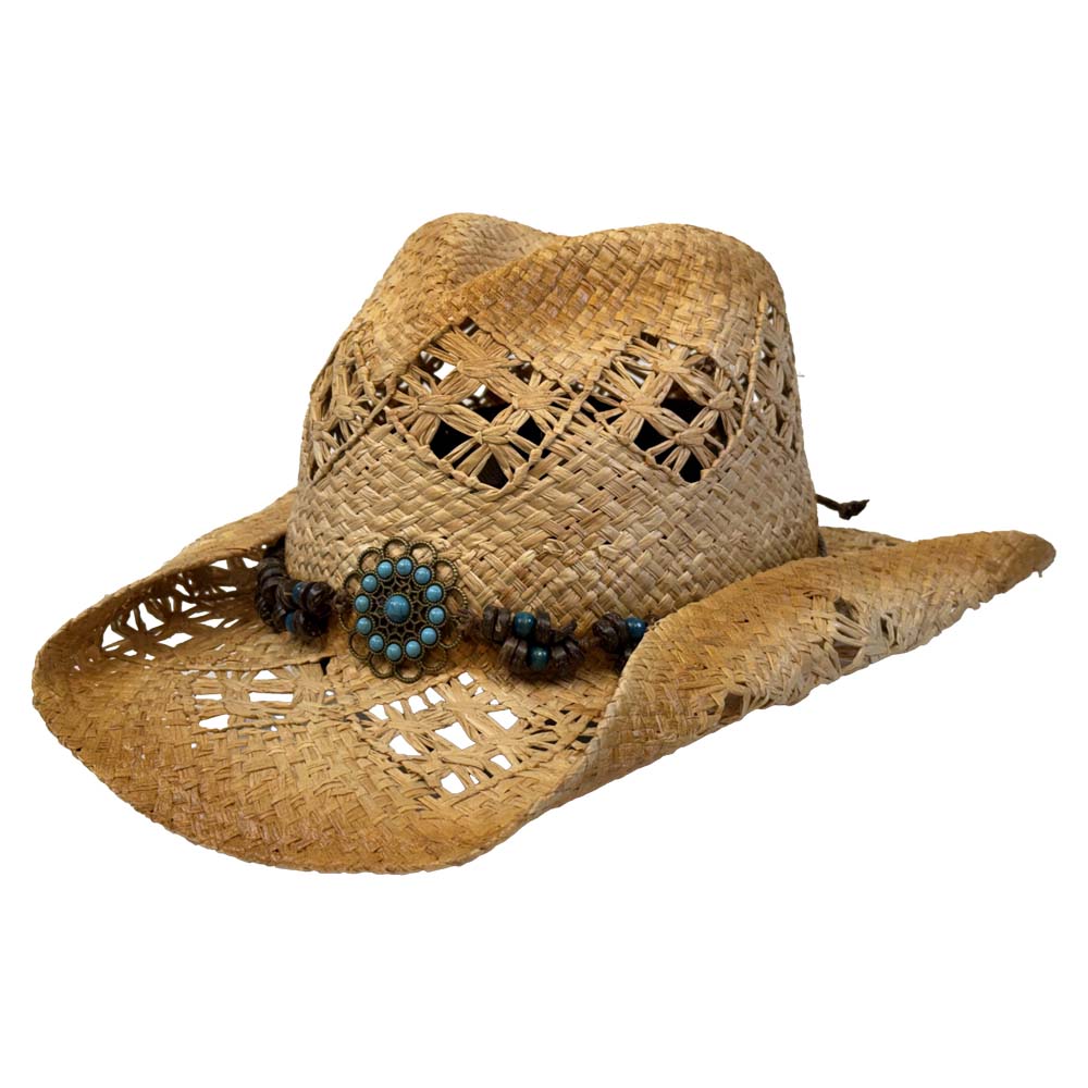 BrimCrown Hats - Tequila Sunrise Raffia Cowboy