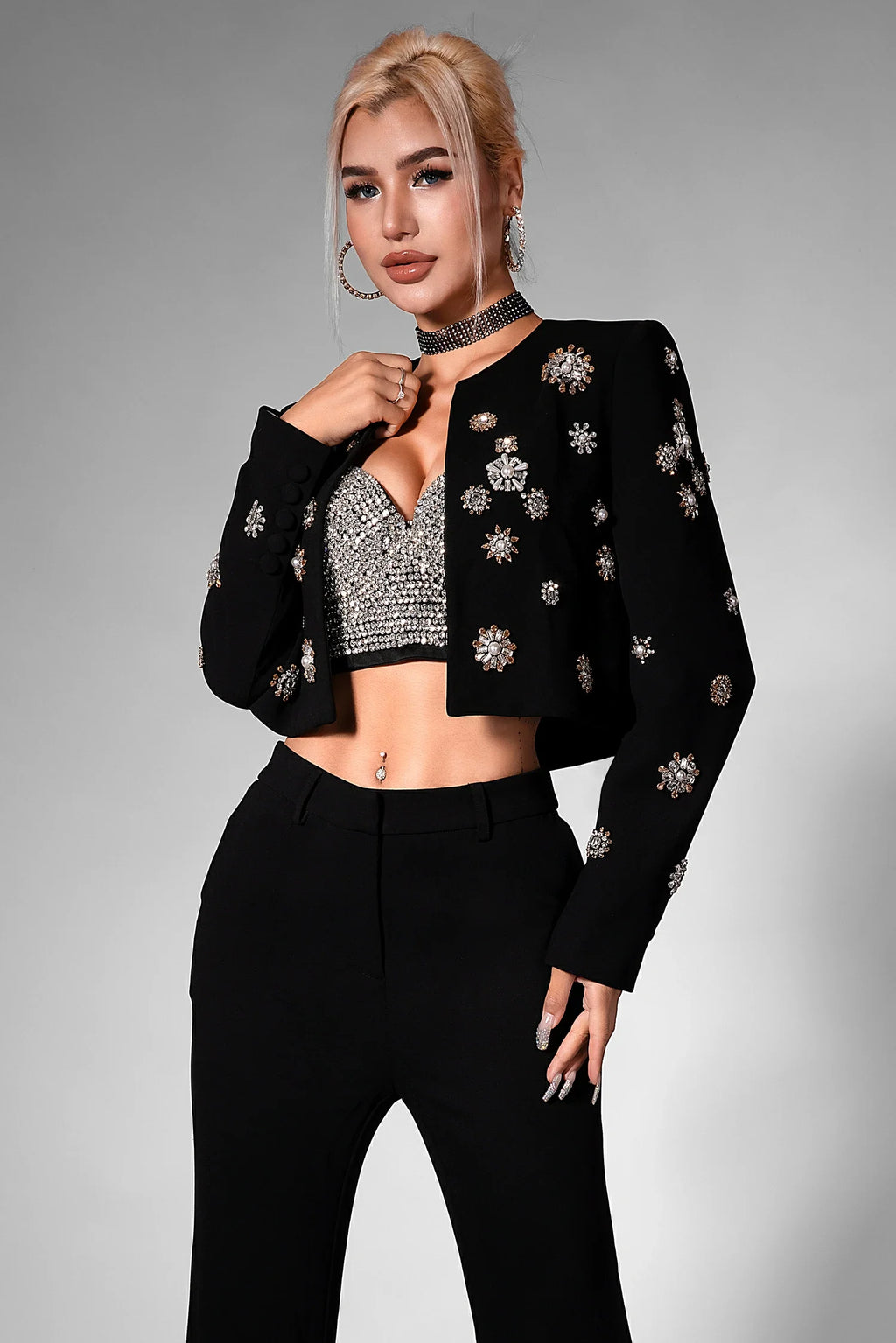 Debbi Bead 2 Piece Black Set