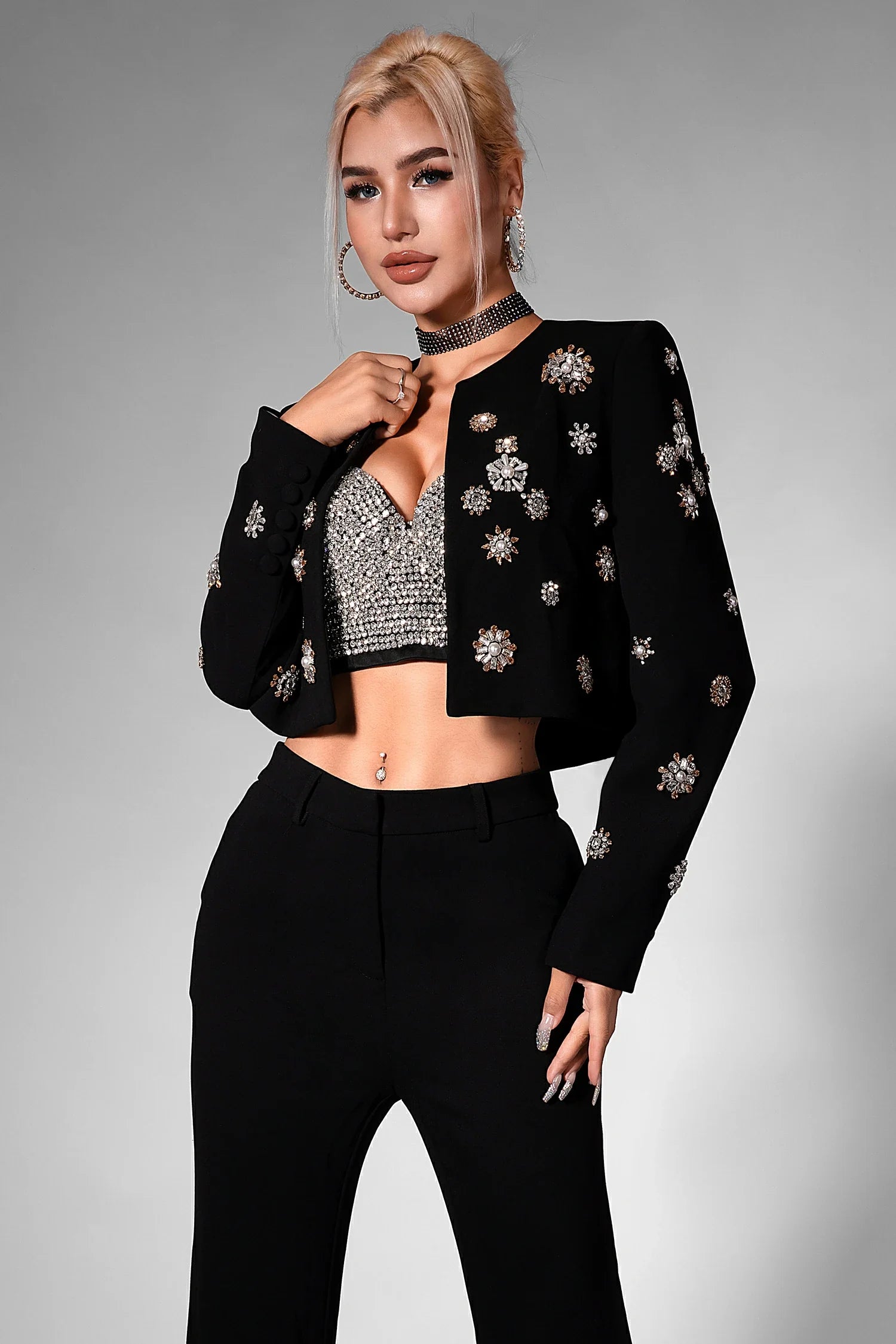 Debbi Bead 2 Piece Black Set