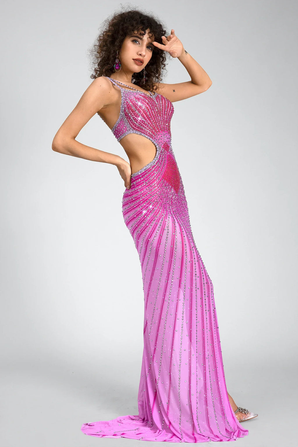 Kyveli Diamond Cutout Slit Maxi Dress