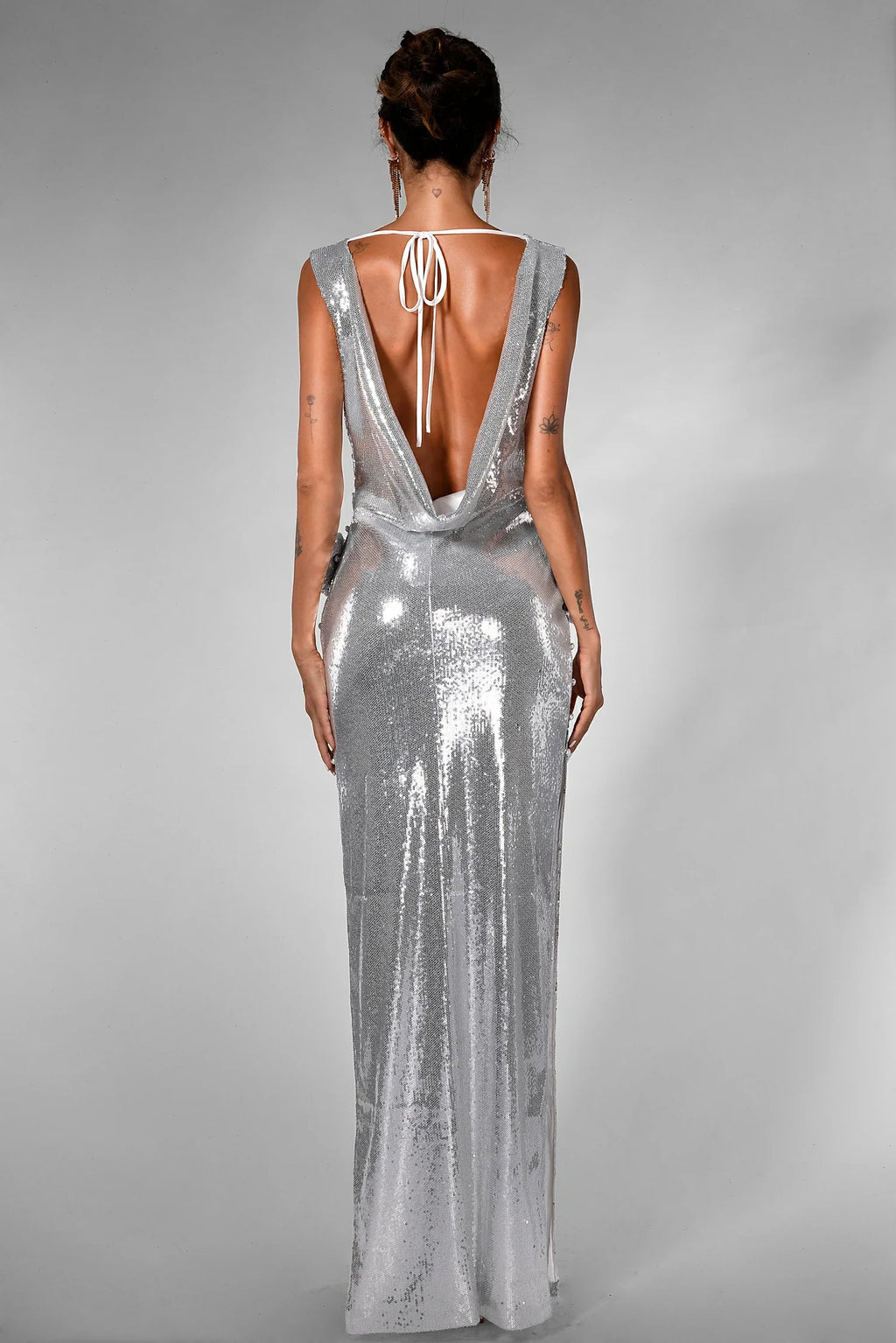 Brya Sequin Floral Pleat Dress