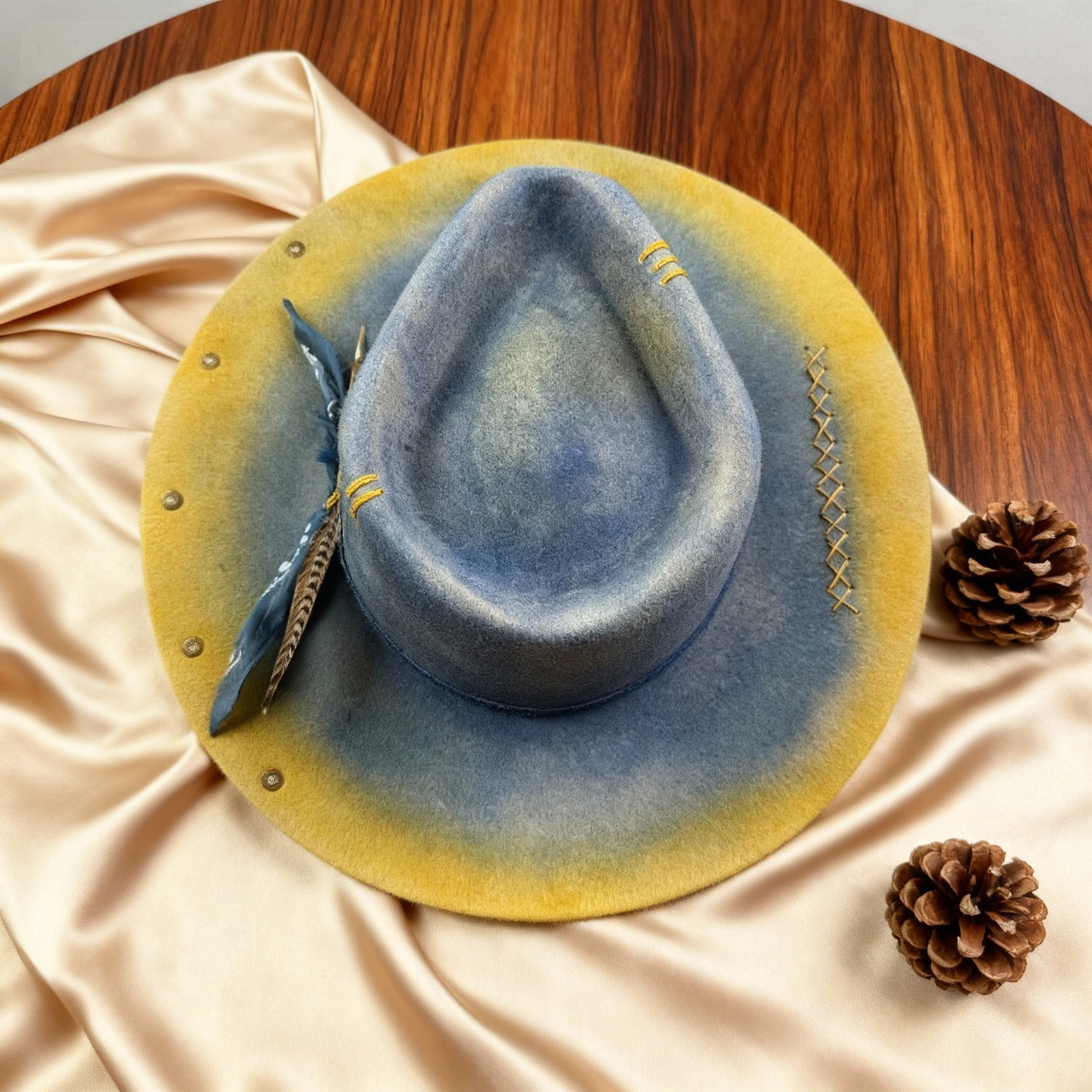 Distressed Fedora Blue Ombre Road Warrior