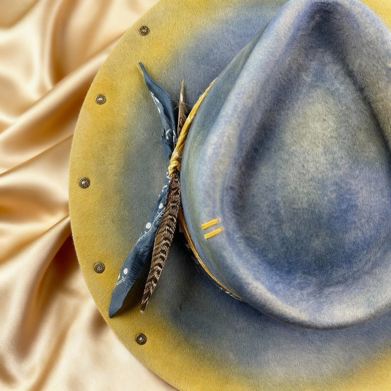 Distressed Fedora Blue Ombre Road Warrior