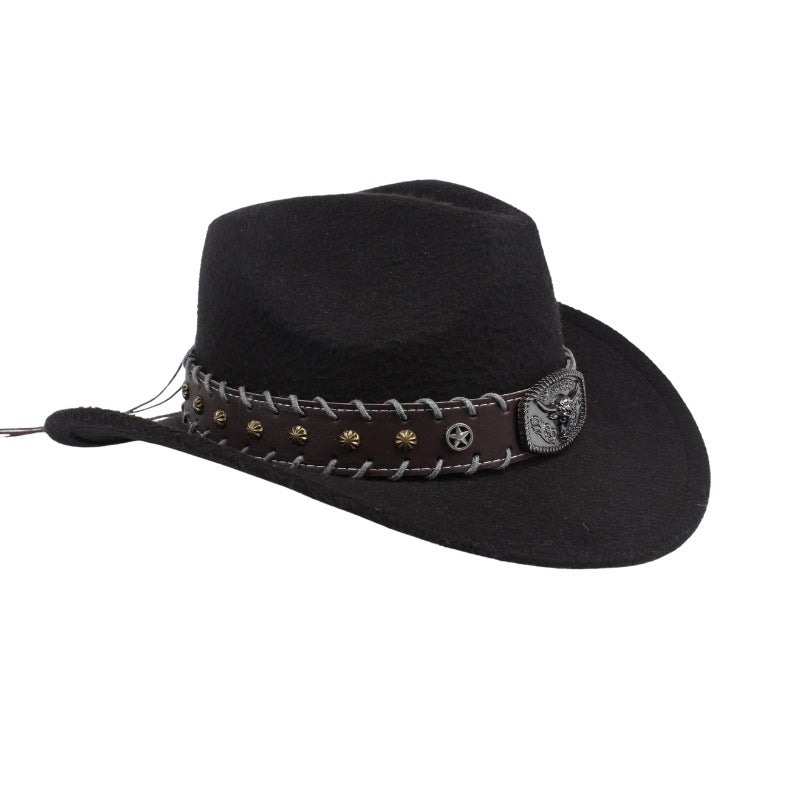 Handwoven Bison Head Leather Hat  Hat Bands