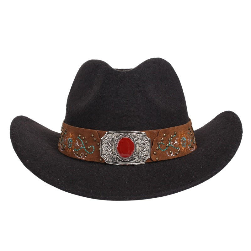 Red Stone Leather Hat Bands