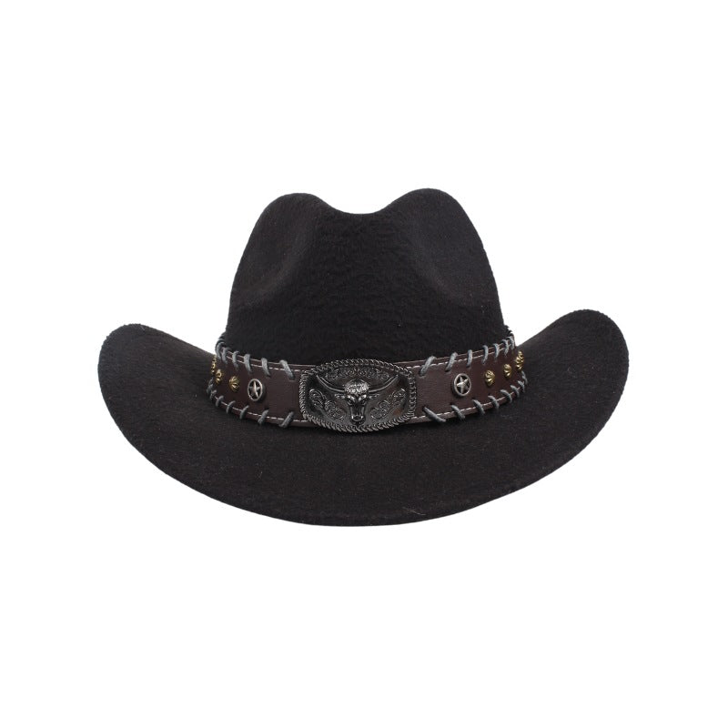 Handwoven Bison Head Leather Hat  Hat Bands
